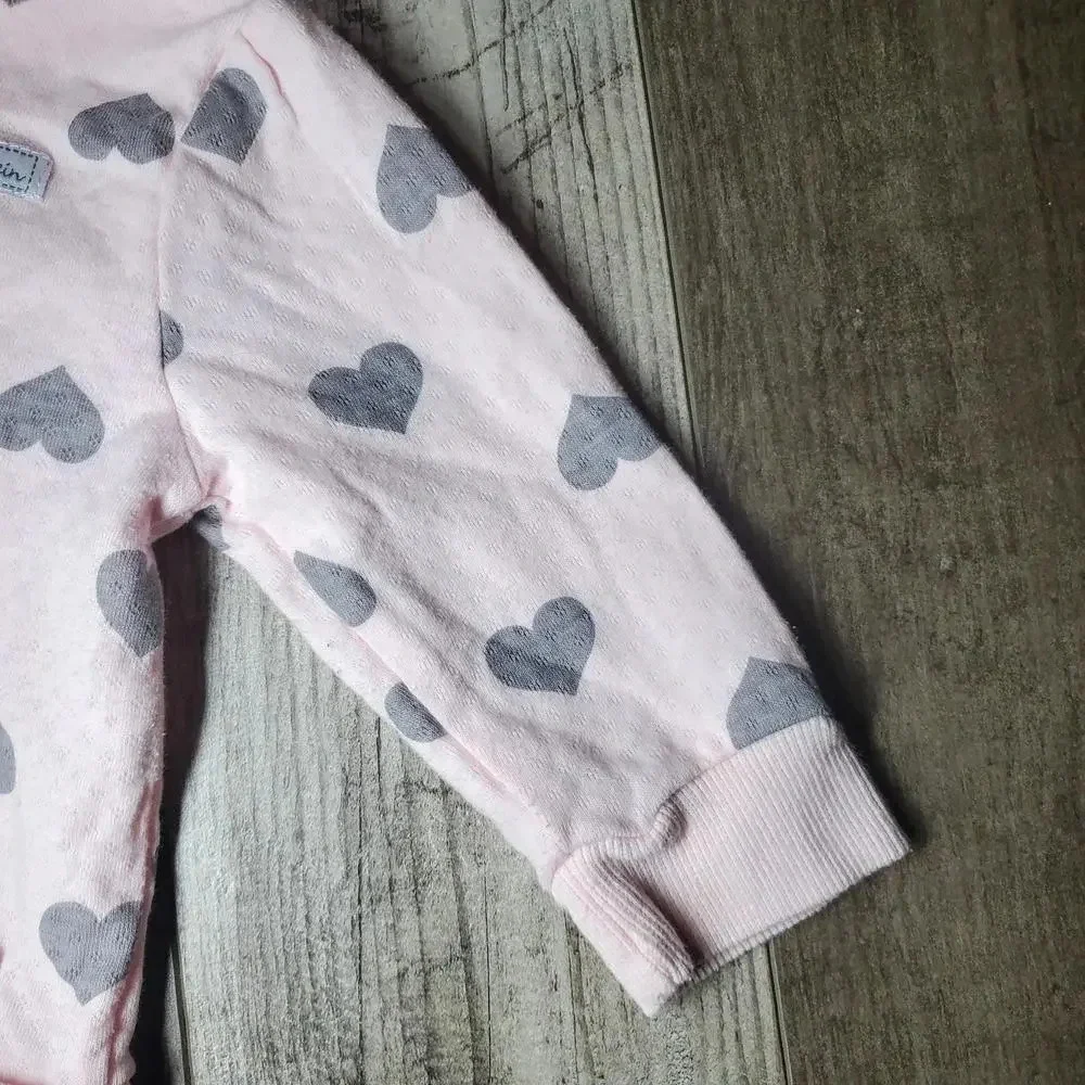 Calvin Klein Baby Girl Pink and Gray Heart Jacket Size 3-6M